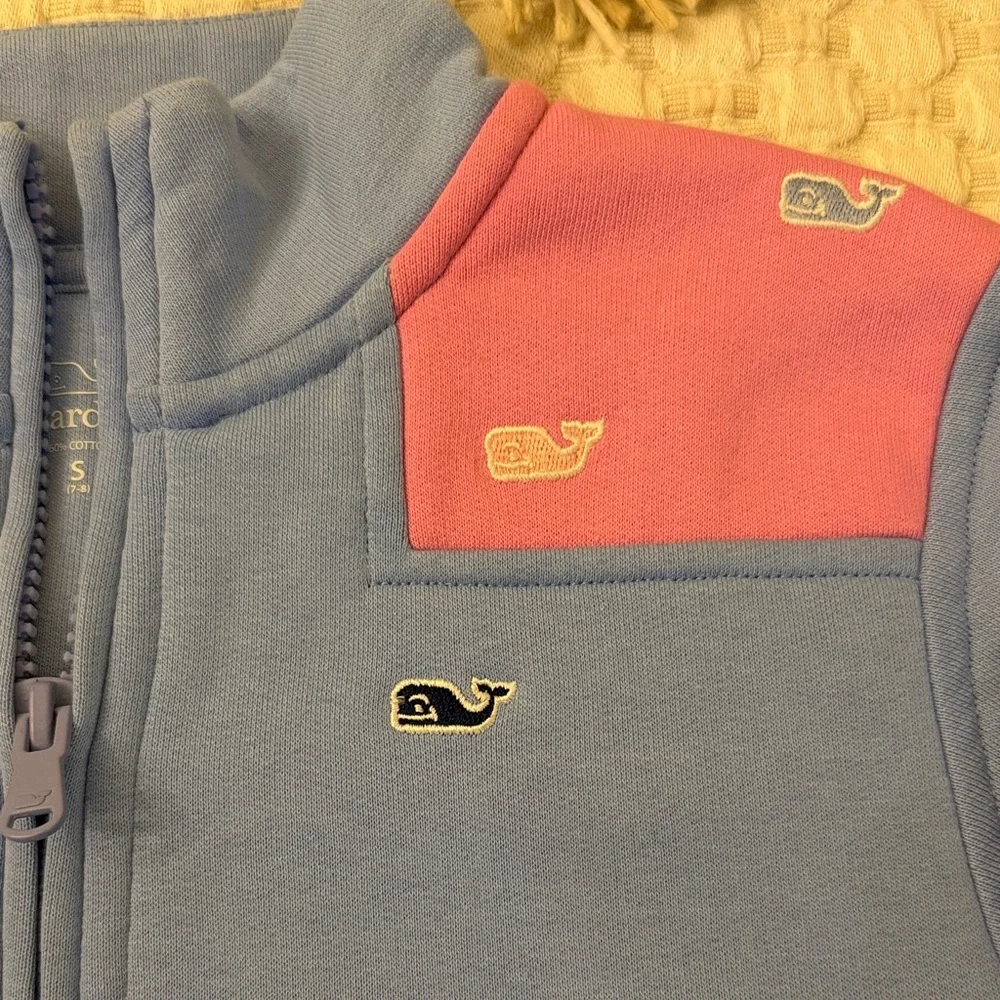 Vineyard Vines Blue and Pink Kids Quarter-Zip Sweatshirt - Picture 2 of 6